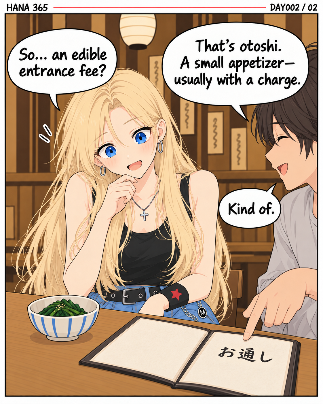 Panel 2: Hana discovers how OTOSHI works